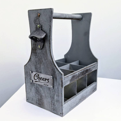 Bierträger aus geflammtem Holz – Personalisiert, mit Gravur, das perfekte Geschenk für Männer, Papa und Oktoberfest