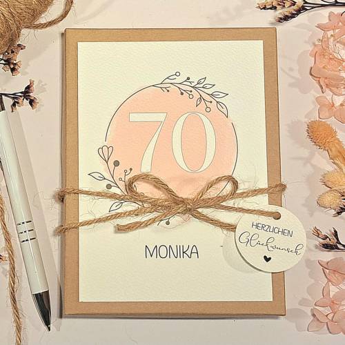 Personalisierte Geldgeschenk-Box zum 70. Geburtstag – Geschenkidee mit Namen & Glückwunschkarte