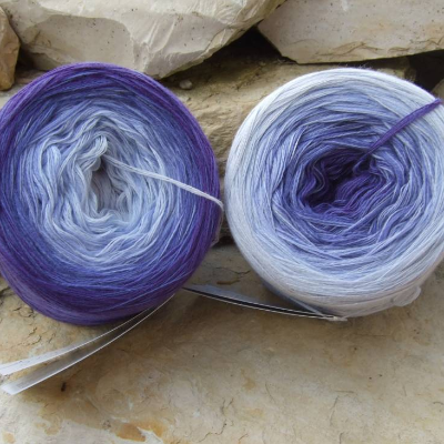 100% Schurwolle Merino extrafein Bobbel gefachter Farbverlauf Wolke 7 Purple 4-fädig