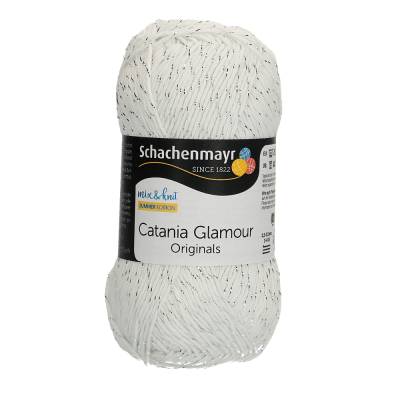 Catania Glamour 50 g 101 weiß glitzer