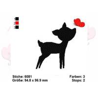Stickdatei Rehkitz mit Schmetterling Silhouette Füllstich. Ab dem 10cm x 10cm Rahmen Bild 2