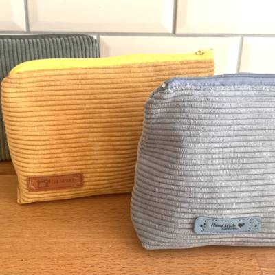 Kosmetiktasche, Cord, Kosmetikbeutel aus Breitcord Kulturbeutel, Cordtasche, Make up - Tasche, unisex, versch. Farben