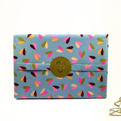 Seidenpapier 70x50 cm DOUBLE HEARTS HELLBLAU ab 10 Bogen Basteln Verpacken Herzmuster Packseide bunt