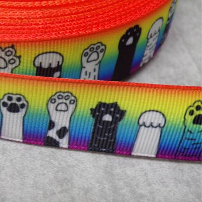 Ripsband Pfoten Pfote Katze bunt – 22 mm Borte zum Nähen & Basteln