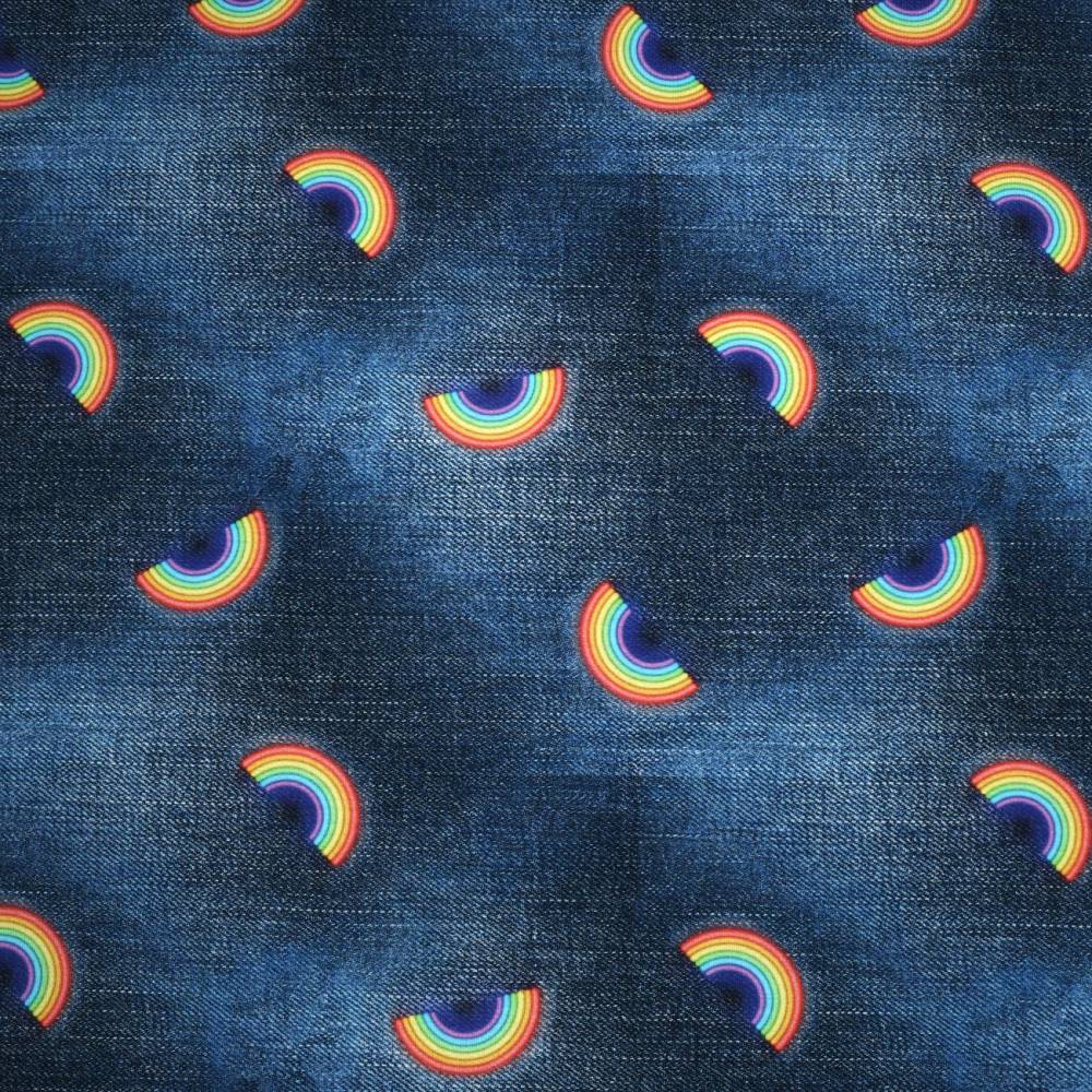 Jersey Stoff Stoff Regenbogen Blau Jersey Digital Baumwolljersey