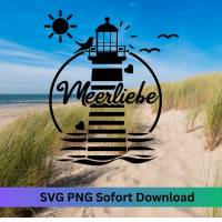 Plotter Datei ,Nordsee Liebe, Plotter file Maritime North Sea ,SVG PNG, png-svg, Möwe Leuchtturm Nordsee- Nordsee Liebe Bild 1