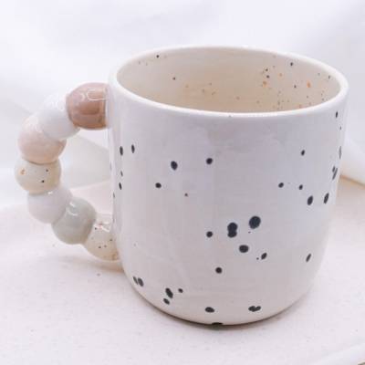 Tasse Sprenkel Bubble handbemalt unregelmäßige Tasse schwarz weiß - Keramikbecher Tasse Kaffeetasse Geschenk handmade