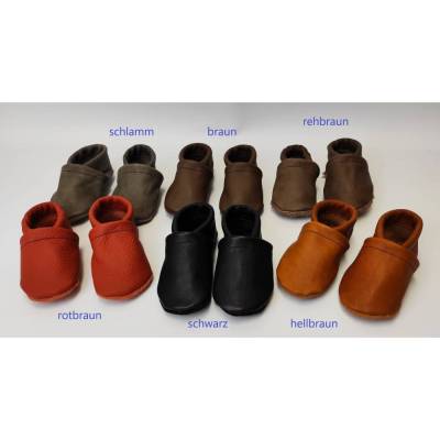 Lederpuschen, Krabbelschuhe, Hausschuhe mit Ledersohle, Kitaschuhe Größe 18/19