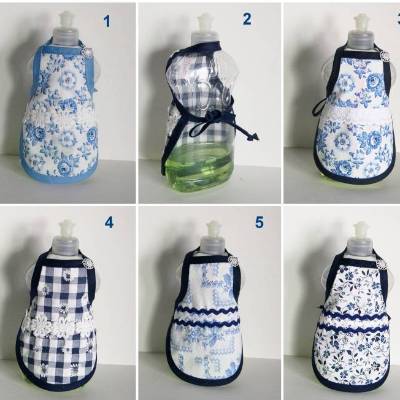Spülmitteflaschen-Schürze blaue Spülischürze,Spüliflasche-Schürze, Spülmitteflaschen-Schürzchen, Wichtelgeschenk