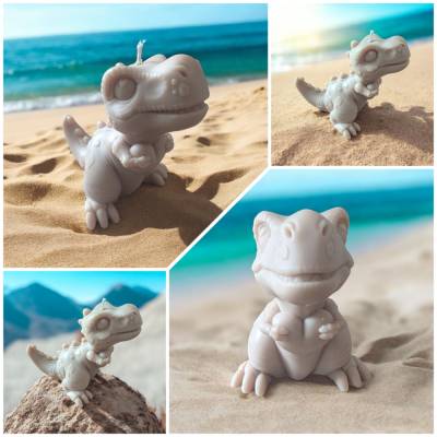 Die Dekorkerze Dino mit Herz / Dinosaurier Rex  - als Dekoration - für liebe Gäste - zum verschenken - Baby Geschenk -