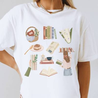 T-Shirt Bücher Lesen Booklover Shirt BIOBAUMWOLLE - Lesen Shirt Boho Kleidung - Book Gift - Reading Shirt - Bücherei 