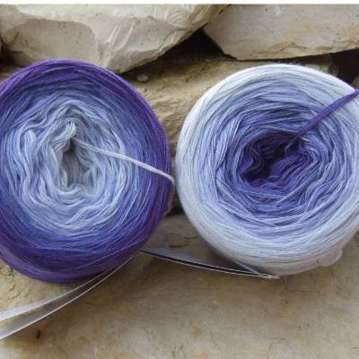 100% Schurwolle Merino extrafein Bobbel gefachter Farbverlauf Wolke 7 Purple 5-fädig