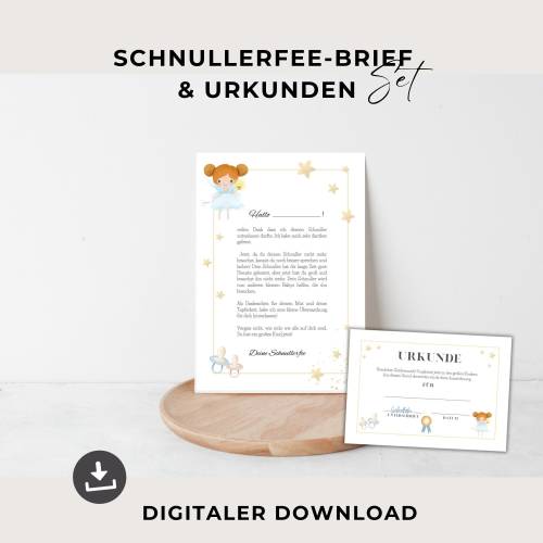 Schnullerfee Geschenk, Brief von der Schnullerfee Vorlage, Schnullerentwöhnung, PDF-Download,