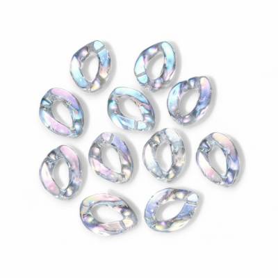 5 verdrehte Acryl-Kettenglieder, Quick-Link-Verbinder, klar AB, 23x17x4.5 mm