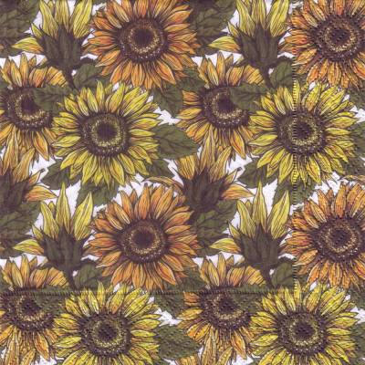 Eine Lunchserviette Sonnenblumen all over, Sonnenblumenfeld mit Blüten in Gelb und Orange