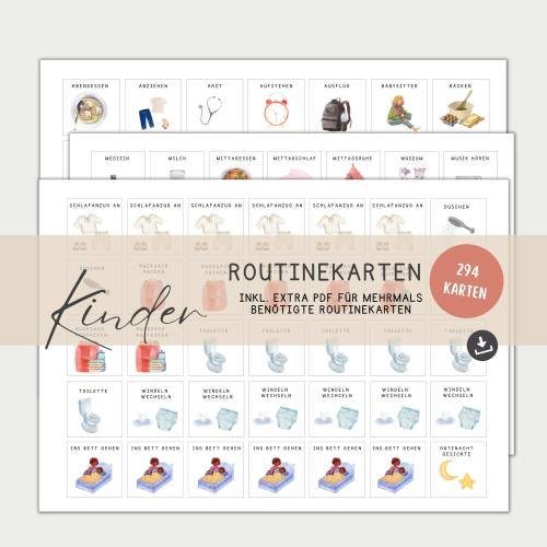 Wochenplan Kinder, Routinekarten Karten Kinder, Montessori A4 + A3  , PDF sofort Download zum Ausdrucken