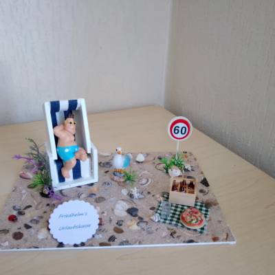 Geldgeschenk Strandkorb Geburtstag relaxen Garten Rente Freizeit für Männer individuell