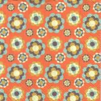 Lunchservietten 70er Retroblüten, mit kleinen und großem Blumen auf Orange Bild 1
