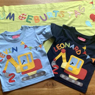 GeburtstagsShirt, T- Shirt, Applikation, Bagger, Geschenk Junge, Geschenk Mädchen, Kindergeburtstag, ab Gr.92