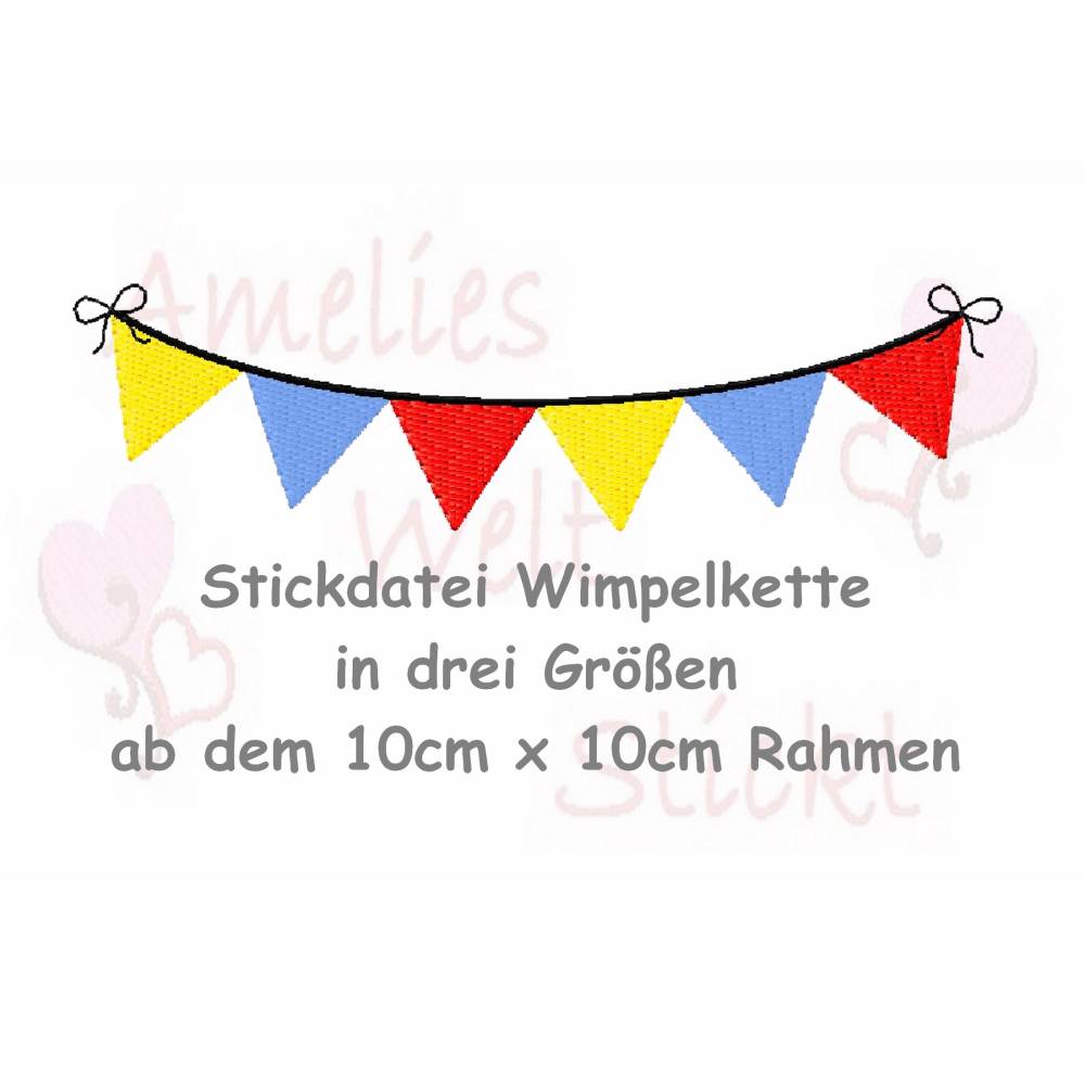 Stickdatei Wimpelkette in drei größen wimpel ab dem 10cm x 10cm rahmen Bild 1
