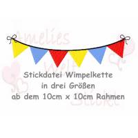 Stickdatei Wimpelkette in drei größen wimpel ab dem 10cm x 10cm rahmen Bild 1