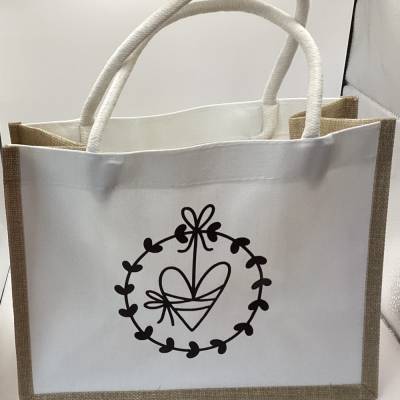 Damen Jutetasche mit Herz Motiv