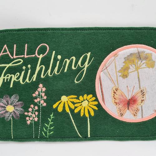 Stickdatei Mug Rug Frühling ITH Tassenteppich