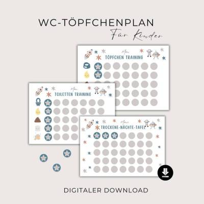 Töpfchen Training Kleinkind Toilettentraining Lernhilfe sauber werden Verstärkerplan PDF Download zum ausdrucken