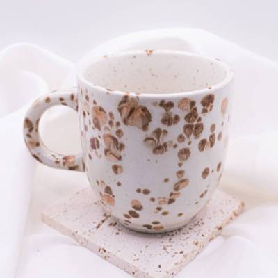 Tasse Sprenkel Bubble handbemalt unregelmäßige Tasse schwarz weiß - Keramikbecher Tasse Kaffeetasse