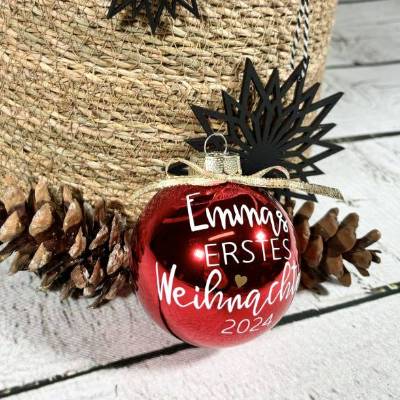 Christbaumkugel | Babys erstes Weihnachten | First Christmas | Weihnachtskugel 8 cm personalisiert | Geschenk
