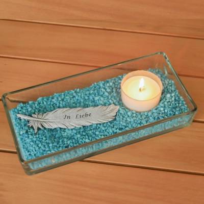 Trauerschale, Gedenklicht, Gedenkschale zur Erinnerung an einen geliebten Menschen mit Maxi-Teelicht