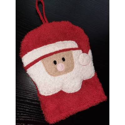 Nikolaus Waschhandschuh für Kinder – Lustiger Weihnachtsmann Waschlappen mit Zipfelmütze