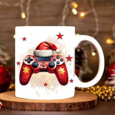 Tasse Weihnachten personalisiert mit Namen Controller Junge Geschenk Weihnachstasse Kinder Keramik oder Emaille