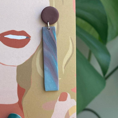 Statement Ohrringe, Unikate aus Polymerclay, 925 Silber Stecker