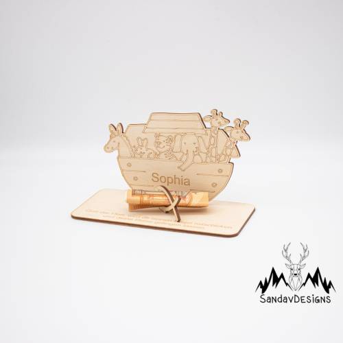Geldgeschenk zur Taufe - Arche - aus Holz personalisiert
