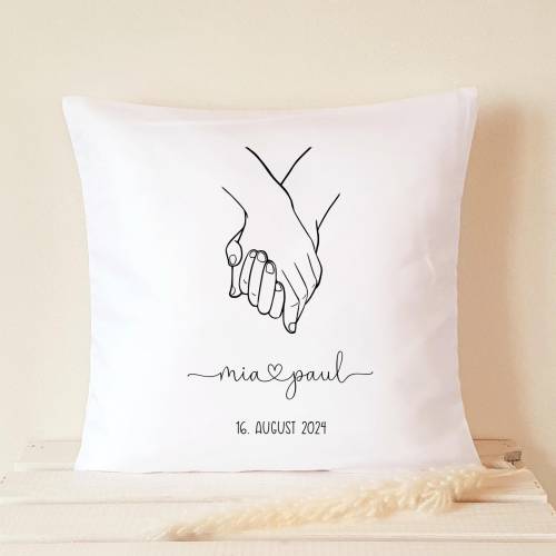 Hochzeitsgeschenk Kissen minimalistisch Hochzeitskissen Geschenk zur Hochzeit personalisiert Namen Dekokissen 