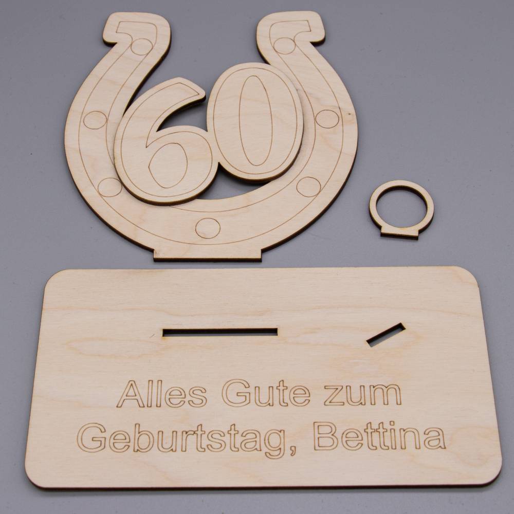 Packra 60. Geburtstag Geldgeschenk - Personalisierbares Glücksklee Holzschild Mit Geldhalter