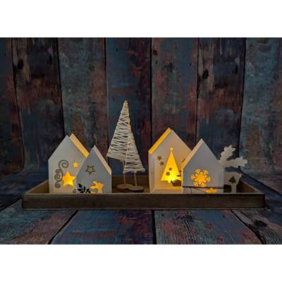 Adventskranz „Winterhäuschen“ aus Cardstock