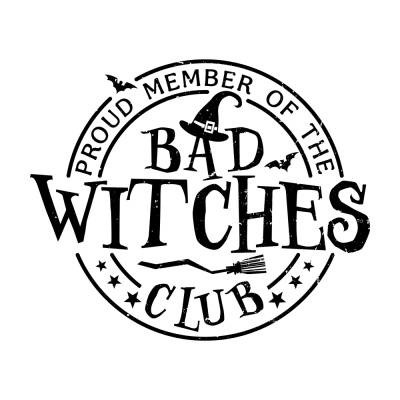Bad Witches Club Schriftzug Hexe Bügelbild DIY Bügelmotiv Applikation