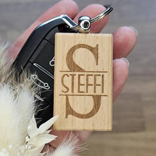 Anhänger Schlüssel Holz Schlüsselanhänger Gastgeschenk runder Geburtstag personalisiert Monogramm