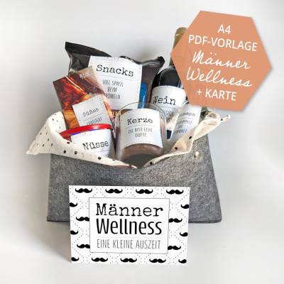 Männergeschenk | Männer Wellness | Geschenk für einen Mann | Karte | Druckvorlage A4 | PDF Vorlage