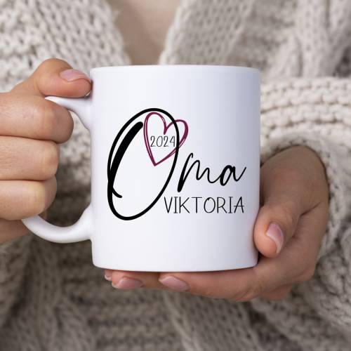 Verkündung werdende Oma Tasse personalisiert, Schwangerschaftsverkündung Baby 2025, Kaffeetasse Oma Opa