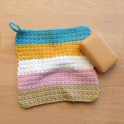 gehäkeltes Spültuch oder Waschlappen aus Biobaumwolle in Wunschfarben, Handarbeit  