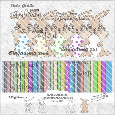 Plotterdatei - Osterhase - Ostern - Inkl. 30 x Digipaper - SVG - DXF - Datei - Mithstoff - Hase