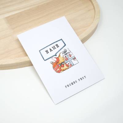 Personalisierte Weihnachtskarte Hund mit Umschlag | A6 Klappkarte mit Namen | Aquarell