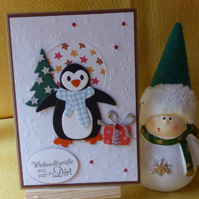 Weihnachtskarte mit Pinguin,Weihnachtskarte,