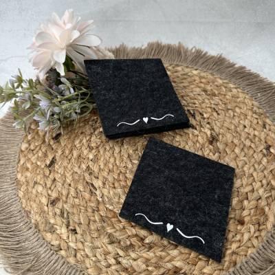 Filz Untersetzer 6er Set mit Herzbordüre – 100% Wollfilz, viele Farben