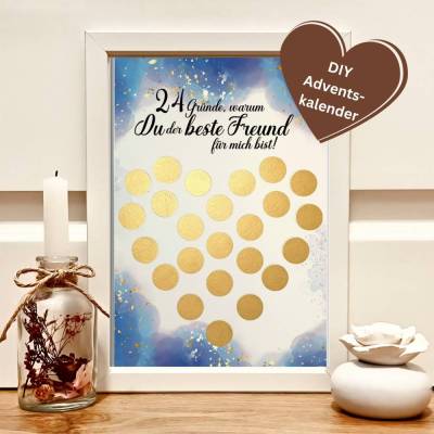 DIY Rubbel-Adventskalender für den besten Freund – 24 persönliche Gründe | Geschenkidee A4