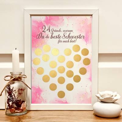 Adventskalender für die beste Schwester| 24 Gründe freirubbeln | Rubbel Adventskalender für Schwestern 