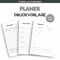 Planer deutsch A4 | Tagesplaner | Wochenplaner | Monatsplaner | Druckvorlage zum Selberdrucken | Digitaler Download Bild 1